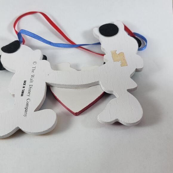 Vintage Mickey & Minnie Wooden Heart Ornament 1990s Disney Christmas - Picture 9 of 10